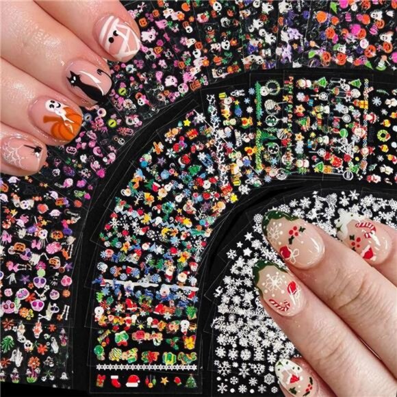90 Sheets Nail Stickers for Nail Art, Halloween Nail Art Stickers 3D - Picture 1 of 7